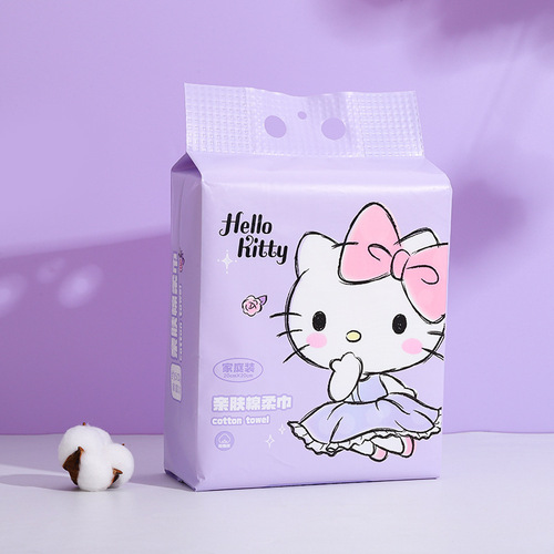 Sanrio series cotton soft towel disposable face wash towel family size hanging thickened pearl pattern soft towel wholesale