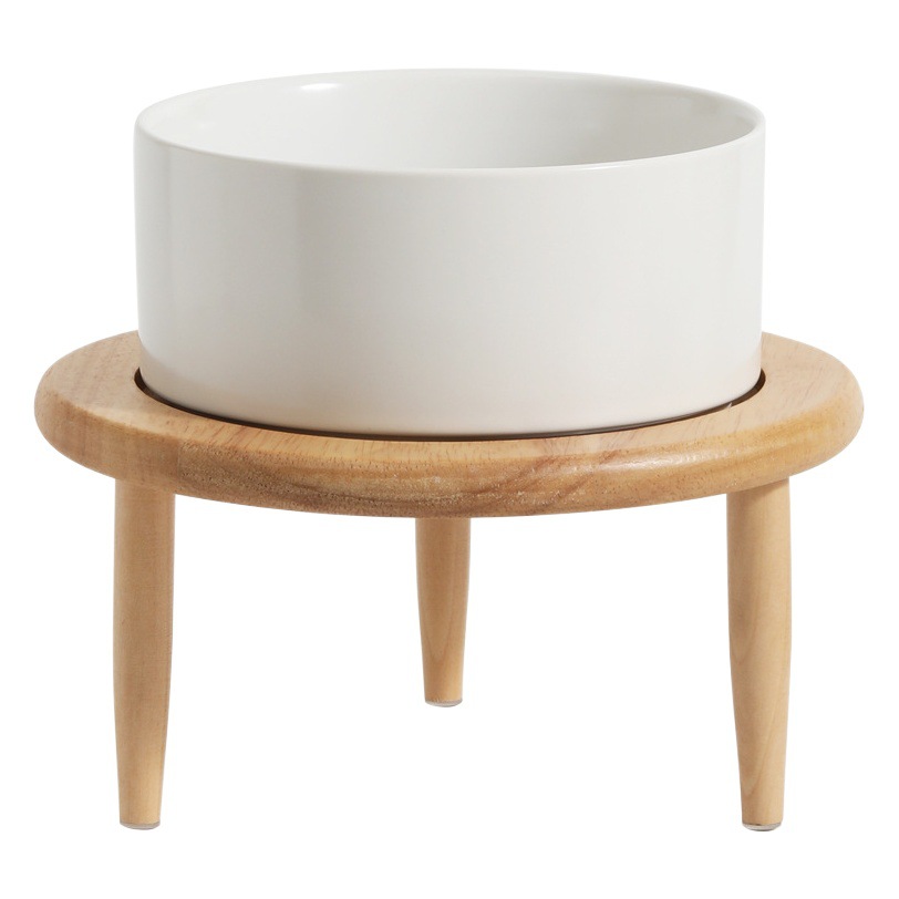 Comedero para mascotas, tazón para comida de gatos, tazón doble de cerámica, tazón para perros, tazón para gatos, dispensador de agua que protege el cuello, tazón de arroz de acero inoxidable