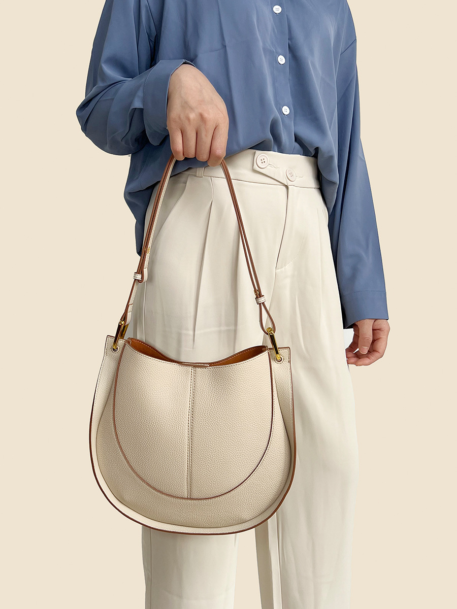 New Bag for Women's Soft Leather Niche Women's Bag, Trendy Saddle Bag, Large Capacity Single Shoulder Cross Body Bucket Bag_voghion.com