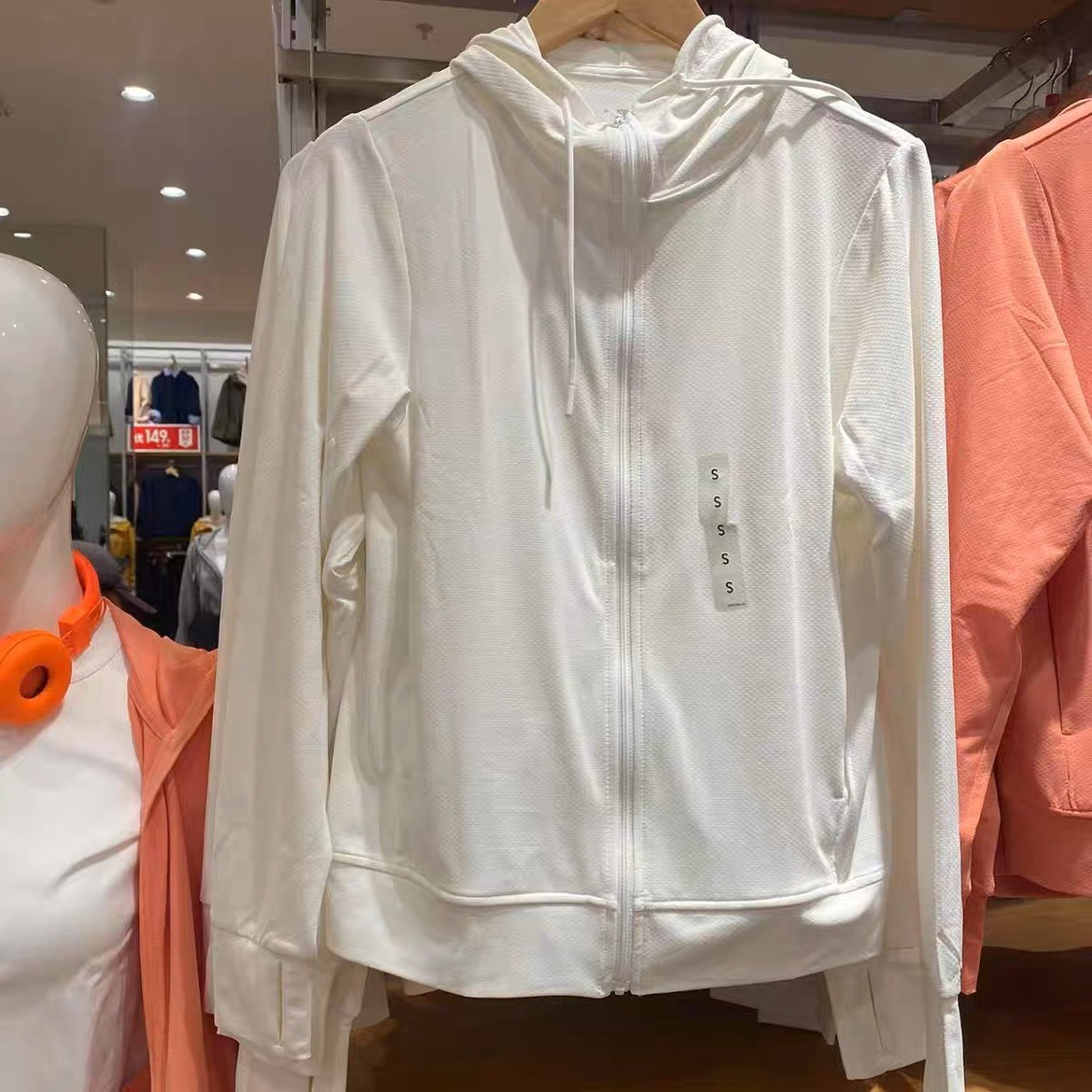 Mujeres 2023 verano anti-UV cremallera de malla con capuchón de bolsillo abrigo 456261