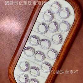 S925银爱迪生淡水珍珠3-6mm点位满珠弹力戒指男女通用质感批发
