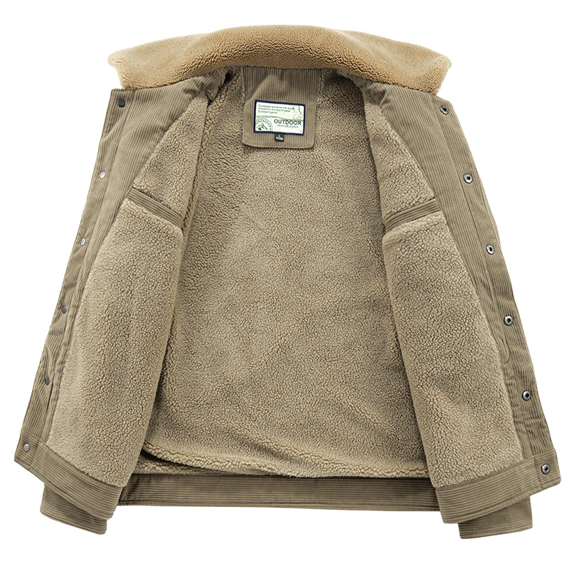 2021 otoño e invierno en el extranjero nuevo abrigo de pana acolchado de algodón forrado de vellón engrosado abrigo multi-Bolsillo suelto más tamaño cálido Abrigo acolchado de algodón