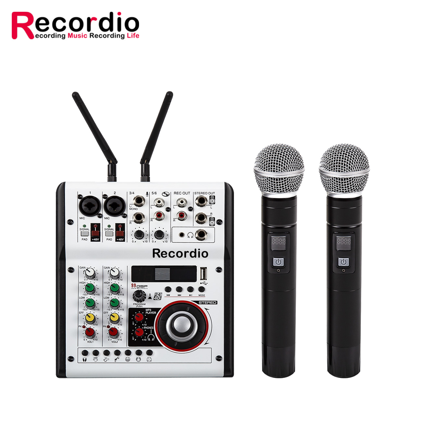 GAX-G06 cross-border Sound Card MP3 input built-in 99 reverb effect 6-channel digital mixer with microphone
