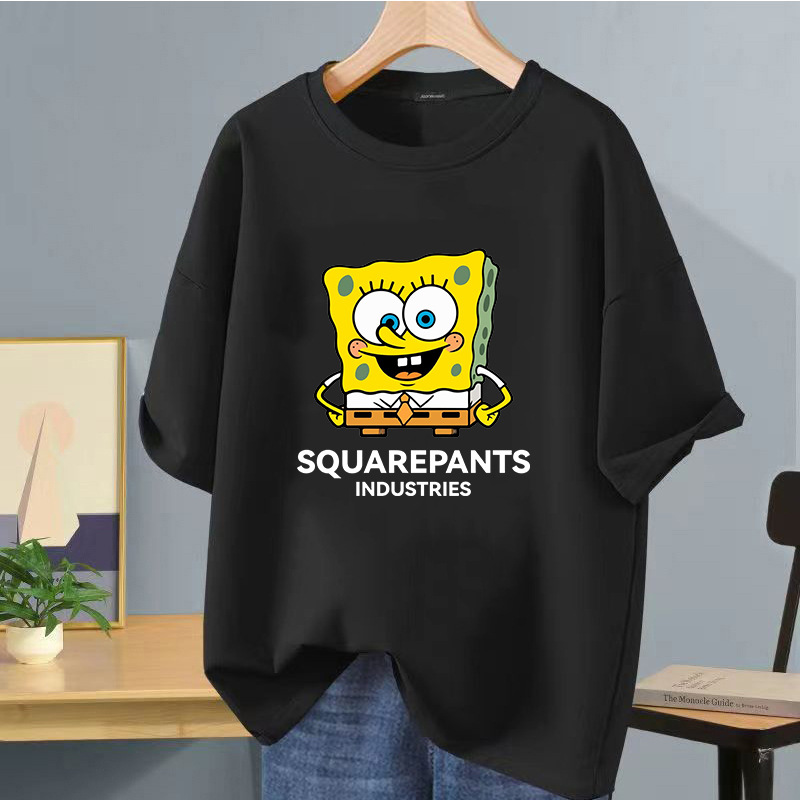 Camiseta de manga corta negra de seda helada de verano impresión de logotipo impreso ropa de clase de bricolaje ropa de trabajo camiseta de cuello redondo impresión