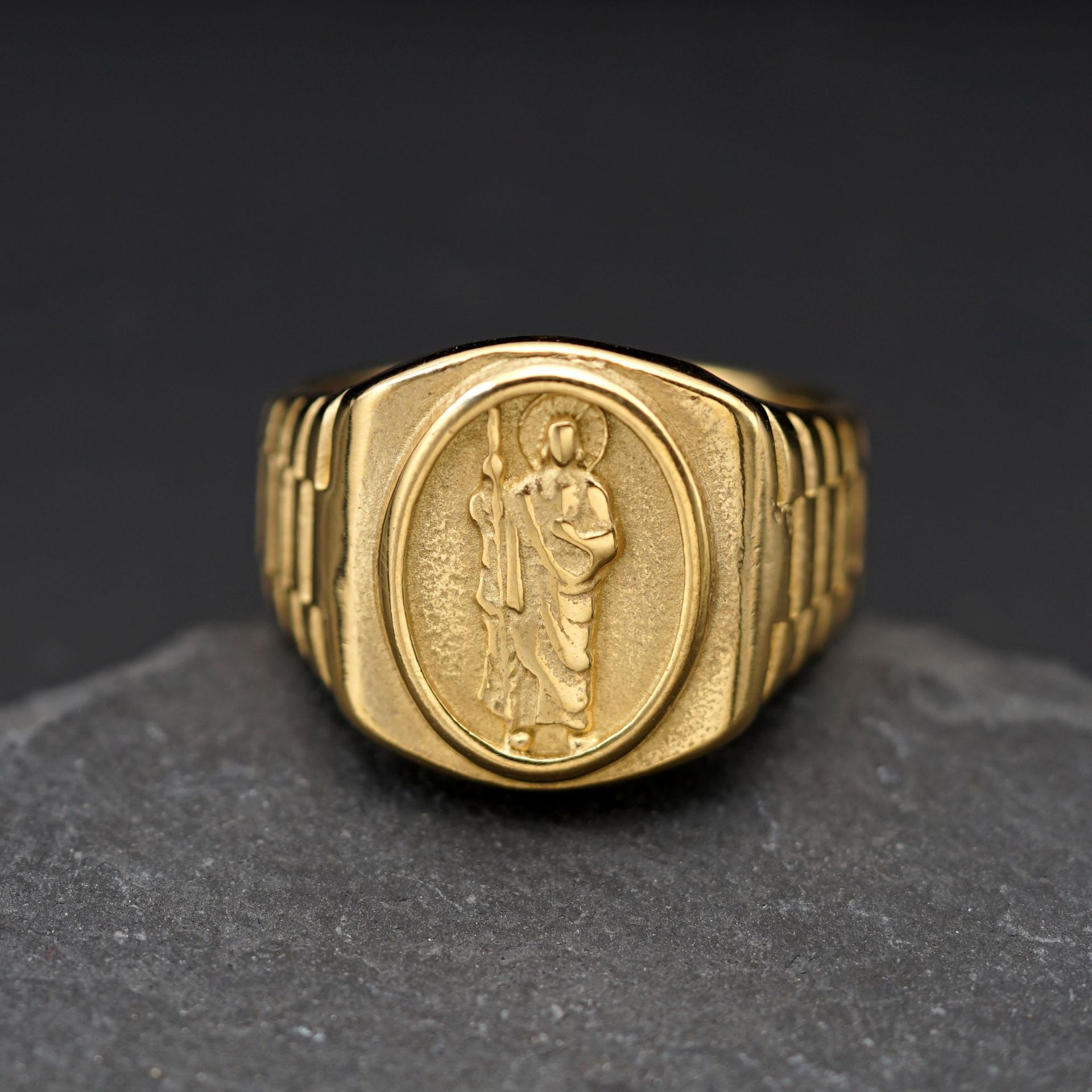 Human Pattern Unisex Gender Casual Simple Style 316 Stainless Steel Human Men Band Rings