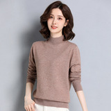 中老年半高领羊毛衫大码宽松套头针织百搭加厚毛衣女装长袖打底衫，女装针织衫/毛衣，妃慕昵服饰