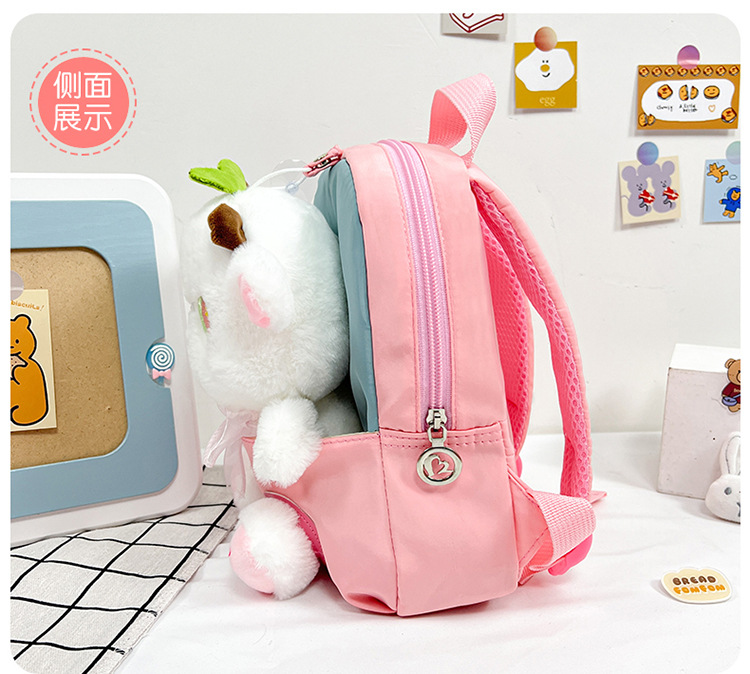 Children's schoolbag cartoon doll backpack 2022 New style fashionable and cute color-blocking plush small backpack for boys and girls undefined