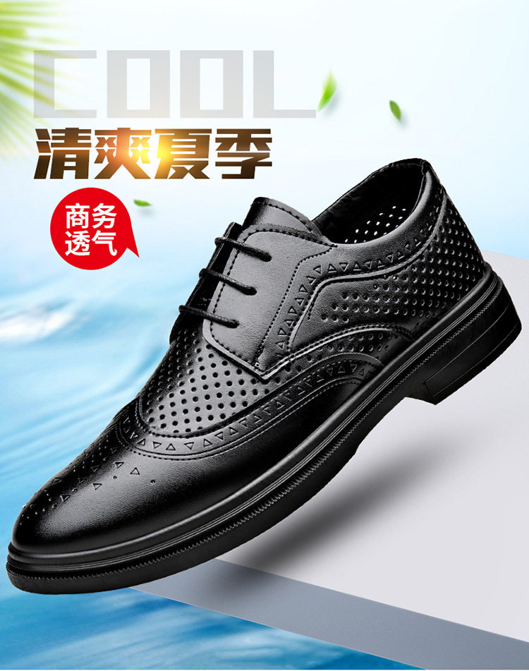Giày da nam công sở cao cấp thoáng khí tăng chiều cao, gót vuông 3–5 cm — BK-2 màu đen chi tiết 1