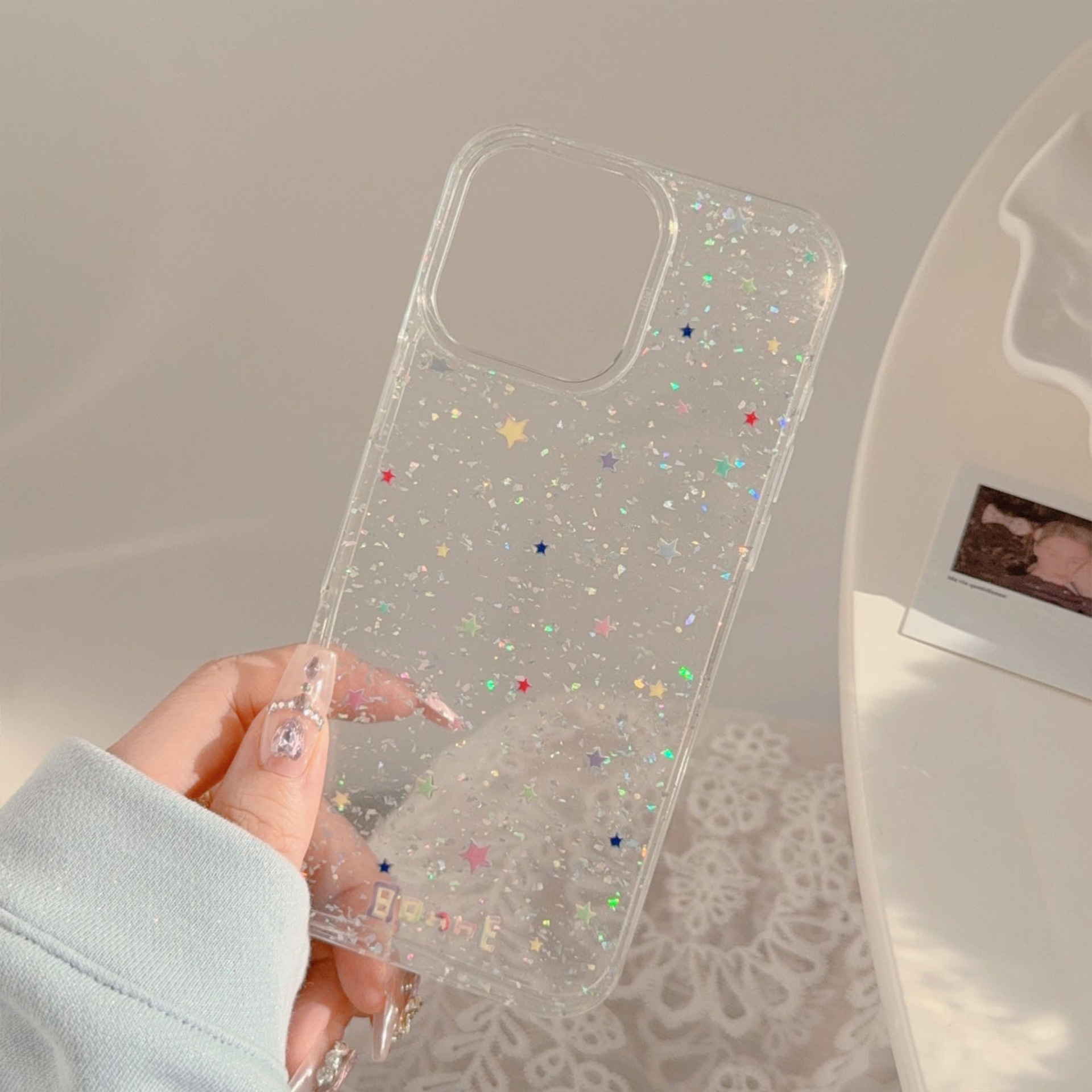 50g Weight iPhone Applicable Brands Phone Cases Classification PC, tpu Material Star Pattern Cute Style Painted Craft PC Tpu Star Painted Cute Phone Cases Phone Accessories 1