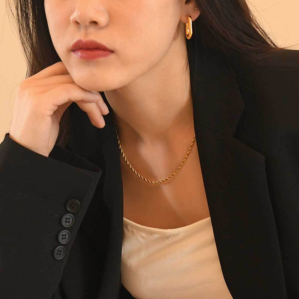 Hip-Hop Geometric Stainless Steel Plating Necklace