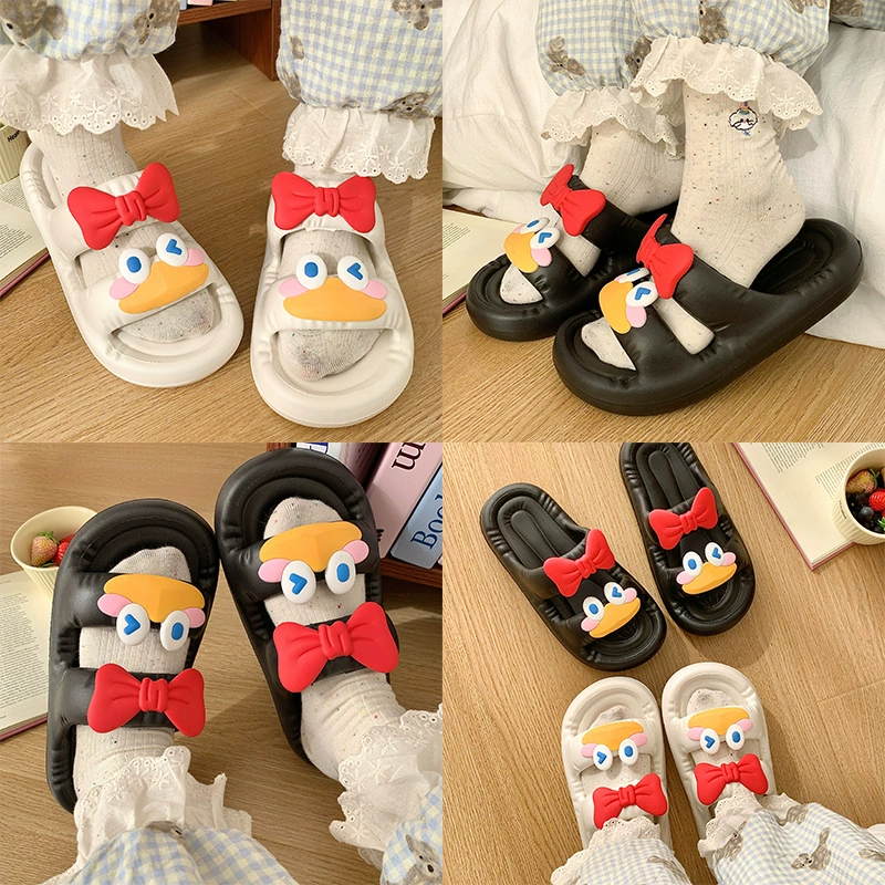 Мультяшные милые холодные тапочки женские наружные летние толстые тапочки для домашней купания противоскользящие EVA тапочки