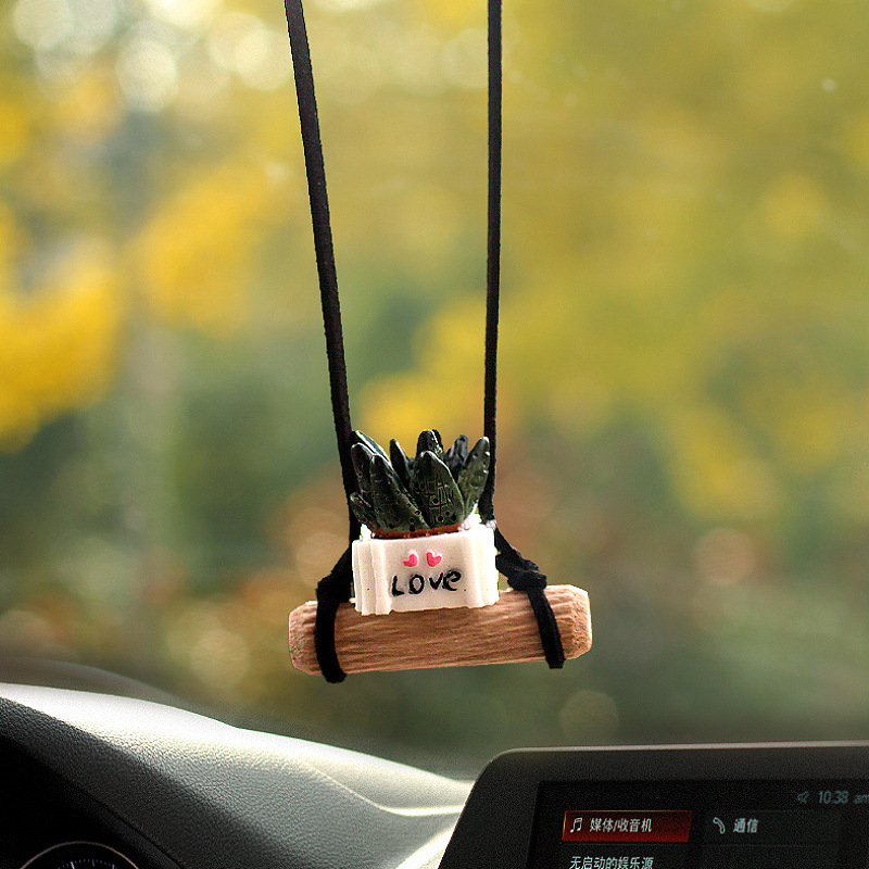 Nuevo colgante de coche de cactus lindo transfronterizo, espejo retrovisor, columpio, colgante de ciervo, decoración, accesorios de coche