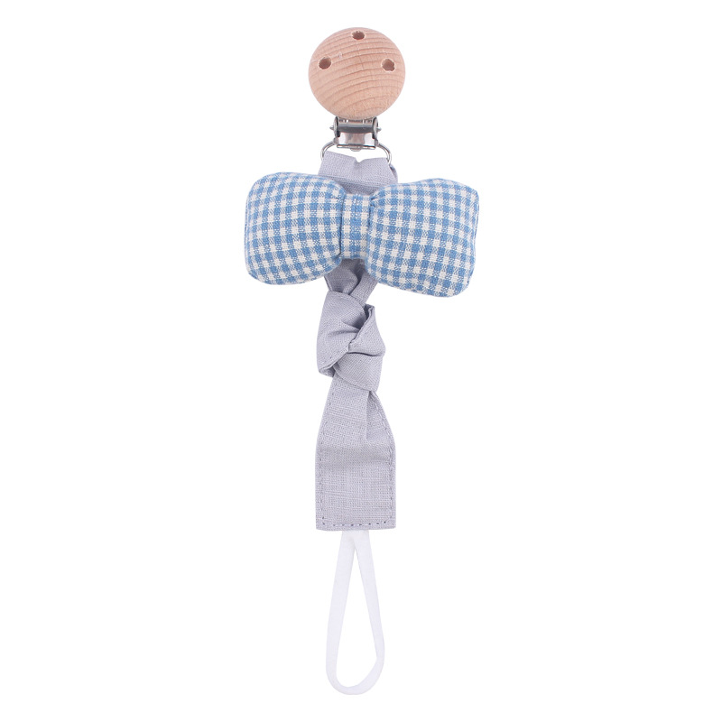 Nuevo bebé suministros clip de chupete de haya calmante bebé Arco-Nudo algodón y lino cinta chupete cuerda chupete cadena