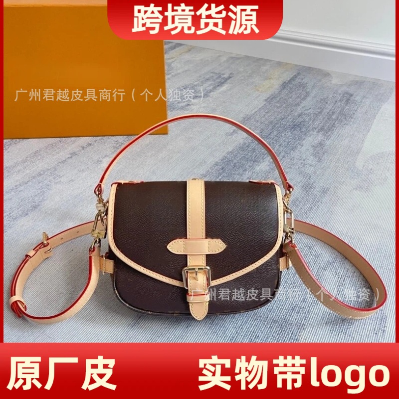 跨境货源原厂皮老花马鞍双子星邮差包时尚百搭手提单肩斜挎式女包