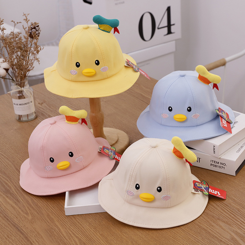 2021 children Hat Spring and autumn season new pattern baby Cartoon Bucket hats Korean Edition three-dimensional Duck modelling children Fisherman hat