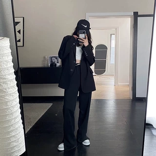高级感西装外套女2023年新款春秋韩版炸街小个子黑色西服套装上衣