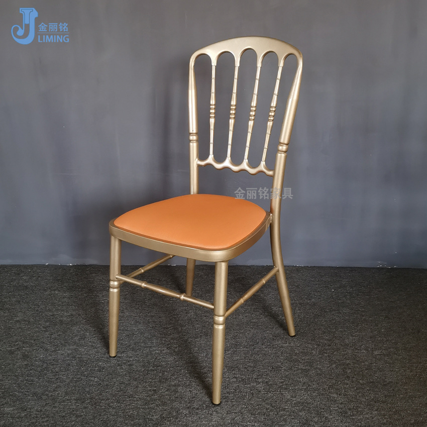 Silla de comedor de hotel al por mayor de fábrica Silla de banquete Europea Silla de comedor Salón de hotel Silla de bambú de metal Silla de Castillo