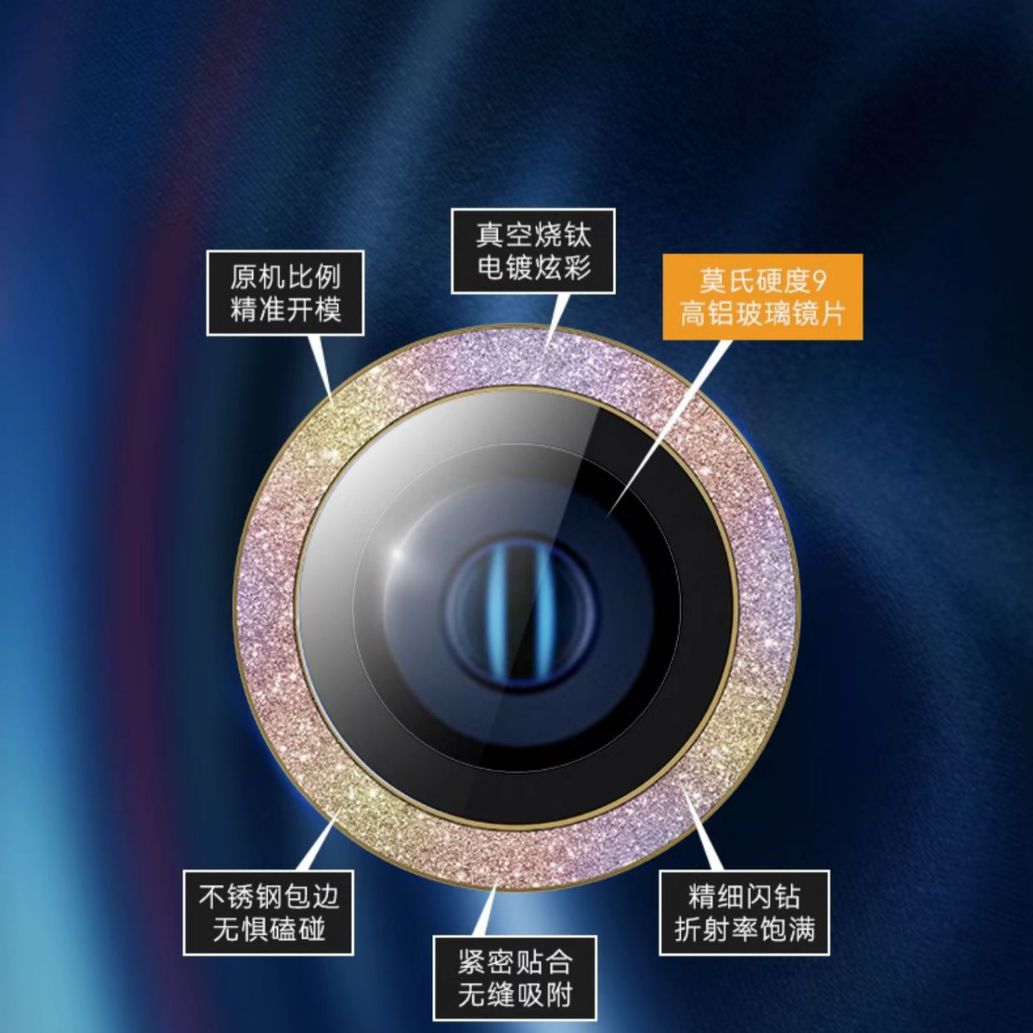 Adecuado para iPhone15Pro glitter eagle eye lente película protector de la cámara trasera apple 15plus flash diamante