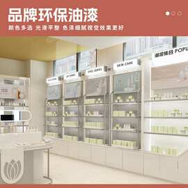 定制高端木质烤漆高柜背柜欧式带灯化妆品展示柜
