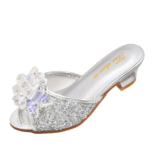 Children's 3 Slip-on Shoes 2024 New Model 4 Soft Heel High Heels Korean Style 5 Children's Crystal Shoes 6 Toe-Show Sandals