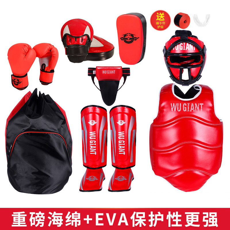 Sanda Protective Gear Full Set Kidsren's Boxing Crotch Protection Leg Protection Fighting Muay Thai Fighting Training Adult Protective Clothing Chest Protection