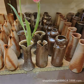 纯手工柴烧鱼壶小茶壶粗陶盖碗手抓壶日式刻花主人杯功夫茶具仿古