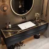 Французский дубовый шкаф для ванной комнаты в стиле середины века, сочетание натурального роскошного камня, умывальник для ванной комнаты, умывальник, шкаф для ванной комнаты