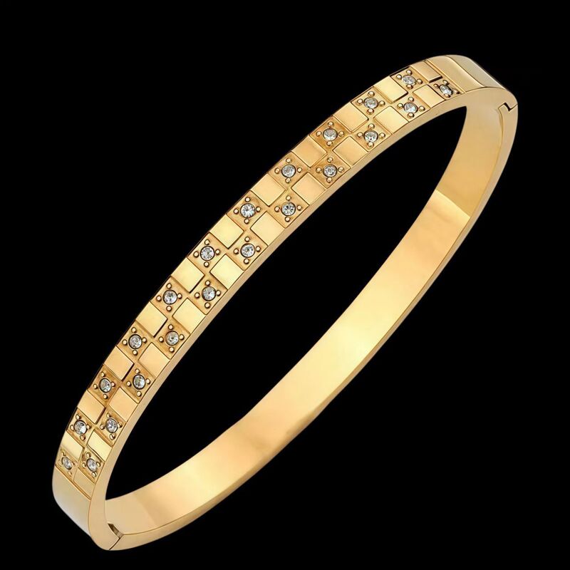 Stainless Steel Bracelet Cross-Border Fashion Double Row Diamond-Encrusted Titanium Steel Bracelet Men's Hip-Hop Trendy Titanium Steel High-End Bracelet Stainless Steel Bracelet Cross-Border Fashion Double Row Diamond-Encrusted Titanium Steel Bracelet Men's Hip-Hop Trendy Titanium Steel High-End Bracelet