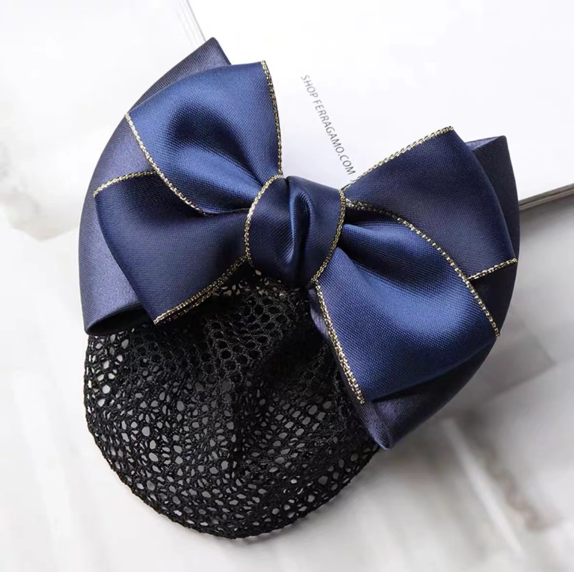 Headflower femenina enfermera profesional azafata banco para trabajar joyería de cabello caliente temperamento red de cabello coreana bolsillo de red de arco