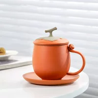 Персиковый Рuyi креативная persimmon керамическая чашка для чая чай вода разделение персональный фильтрованный водо cup офисная кружка с крышкой