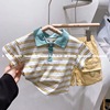 Children's clothing Short sleeved children T-shirt 21 A summer men and women baby Western style polo Neck striped T-shirt+shorts Two piece set