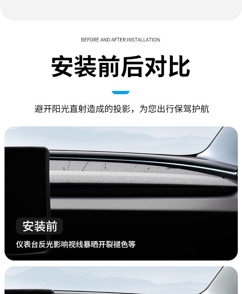 Suitable for the Updated Version of Tesla Model 3/Y/Yl Center Console Sunshade Mat, Anti-Reflective, Heat-Insulating, and Light-Blocking