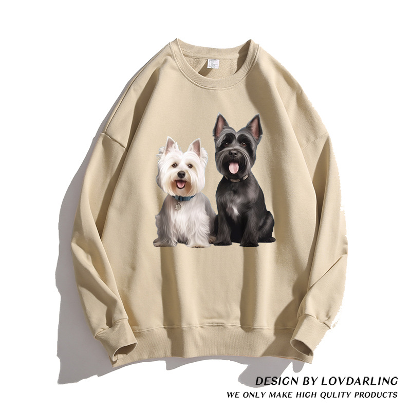 Maglione Felpa Originale Sottopelo Autunno E Inverno Tutto Cotone Designer Cucciolo Girocollo Maniche Lunghe_voghion.com