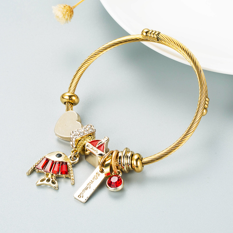 European and American Fashion Cool Cute Dora Multi-Element Pendant Alloy Bracelet Female DIY Creativ