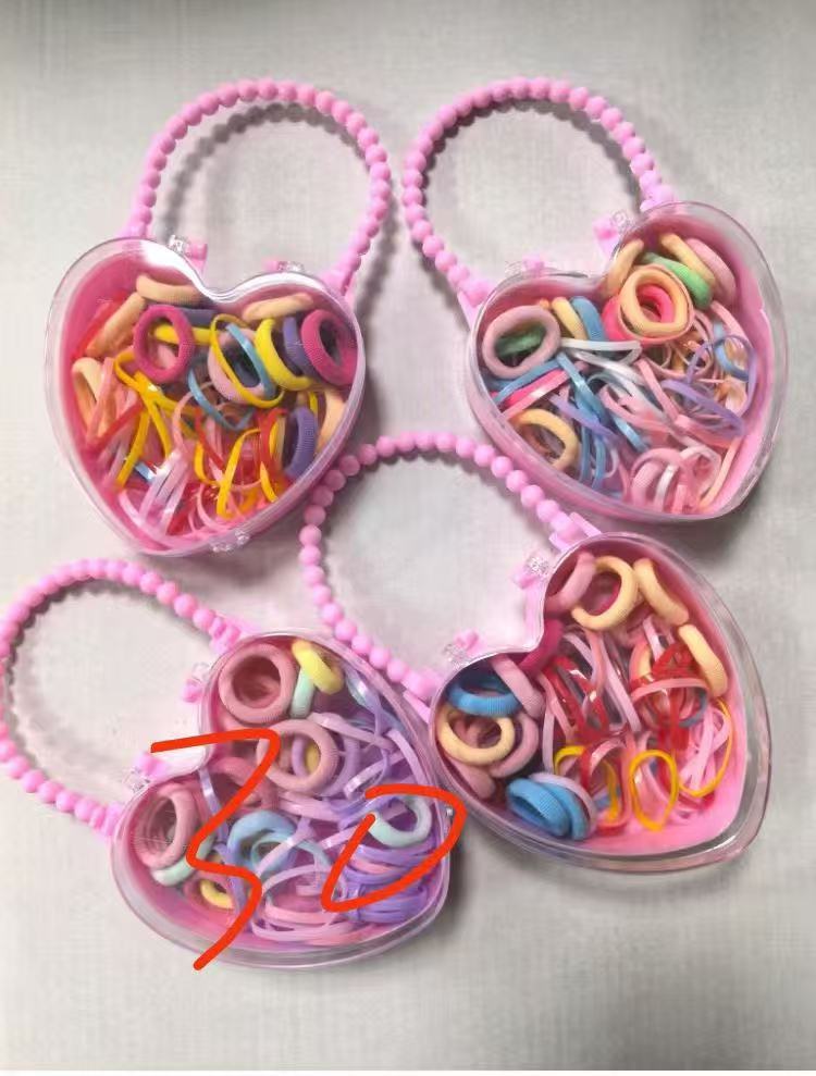 Mini cabeza de princesa en caja, clip de agarre pequeño, clip de flequillo, horquilla rota en la frente, banda elástica para niños, no daña el cabello, anillo del pulgar al por mayor image 62