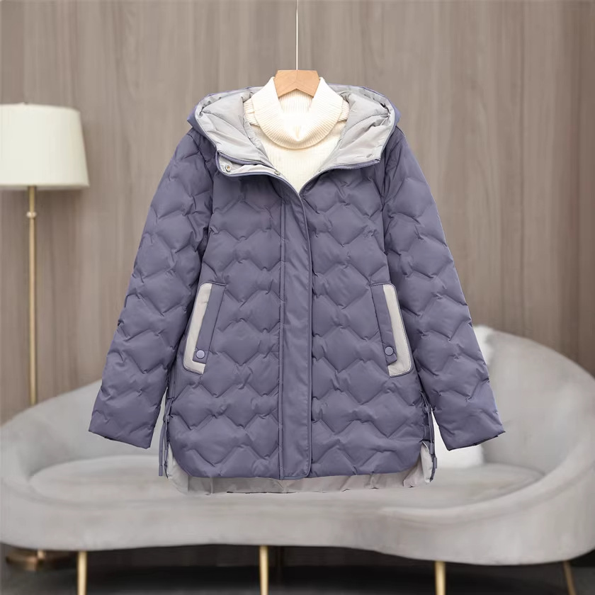 Thin winter down jacket with hood