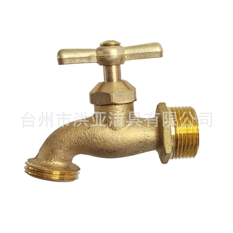 美制黄铜3/4户外水龙头美式大流量花园翻砂复古水嘴水管架水嘴