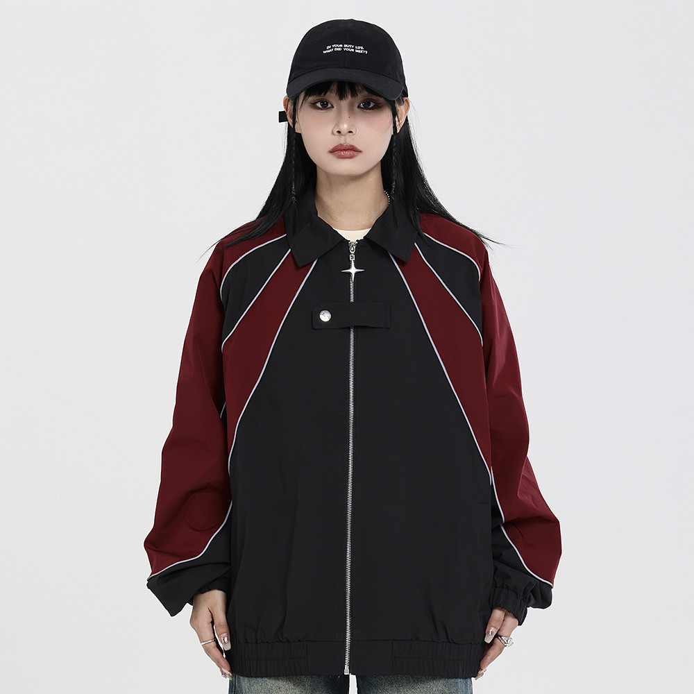 Street Fashion Design Stitching Contrast Color Lapels Coat For Men