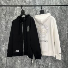 外国貿易ファッションブランドChrome Heartクローク純綿毛輪ファスナーカーディガン帽子付きガードル現物卸売り