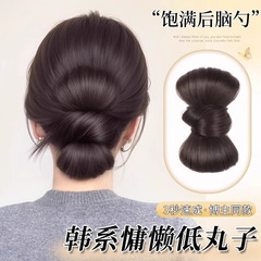 工場直販の女性用ローカット気質ボールヘッドウィッグ、クリップオンリボン花頭、ナチュラルレイジーヘアウィッグ