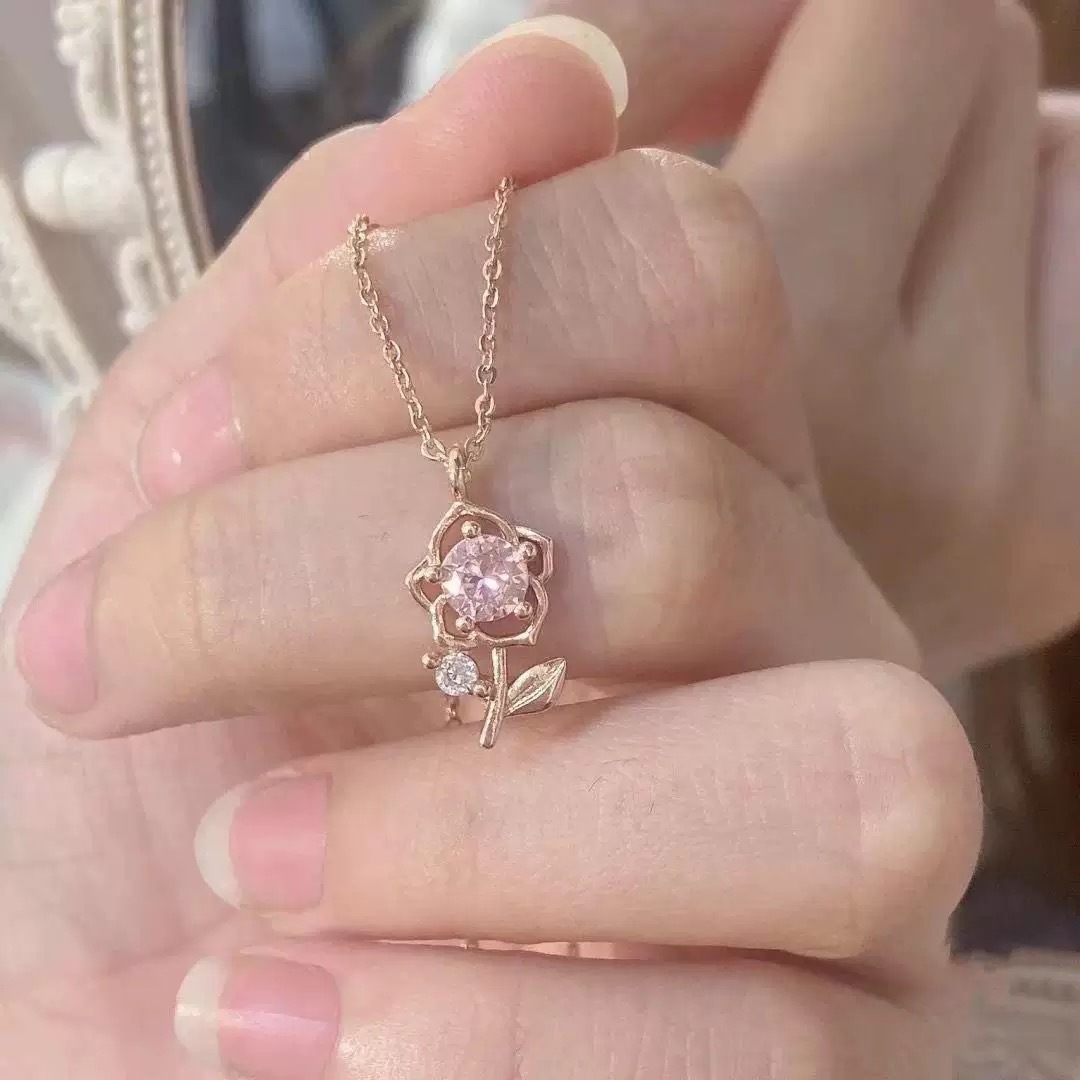 M549 【Collar de rosas de diamante roso】