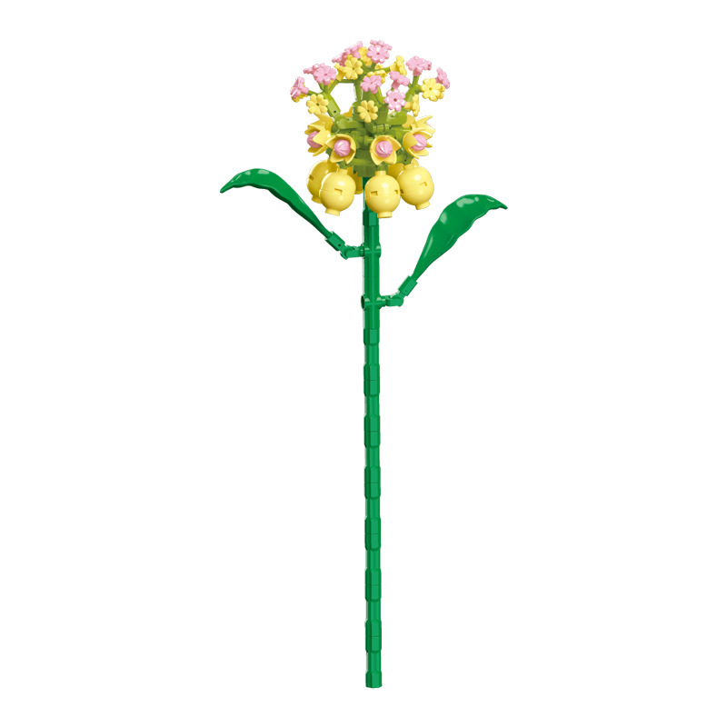 钻马积木花永生花束抱抱桶仿真花小颗粒积木DIY玩具七夕女生礼物|undefined