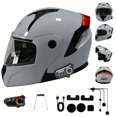 Motosiklet kaskı (dəbilqə) full-face helmet for electric motorcycle - gray