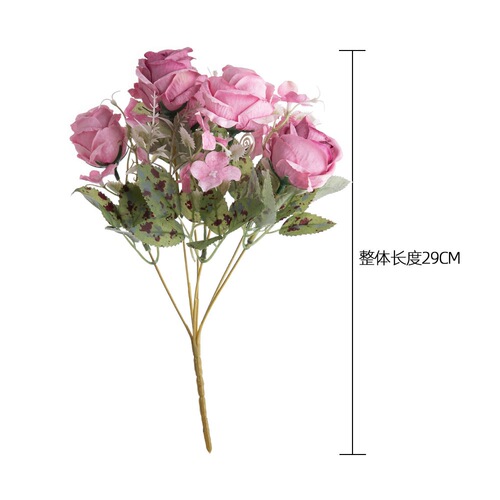 Home decoration European rose bouquet artificial flower manufacturer INS cross-border MW55504