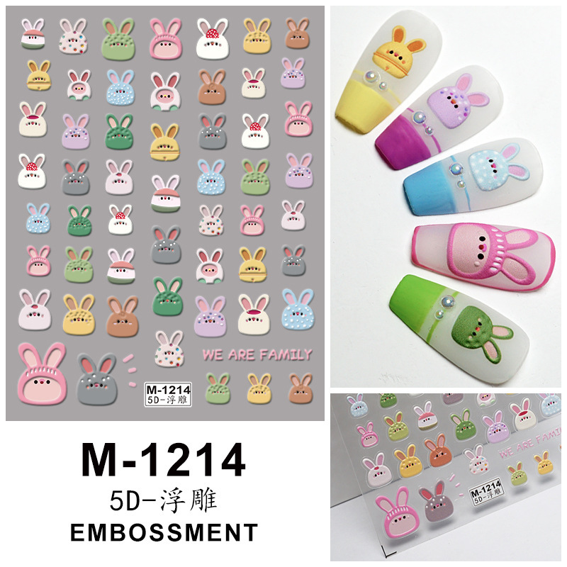 5D EmbosseD Nail Art Stickers Stereo Butterfly Elegant White Flower Bow Camellia with ADhesive Backing Nail Decals