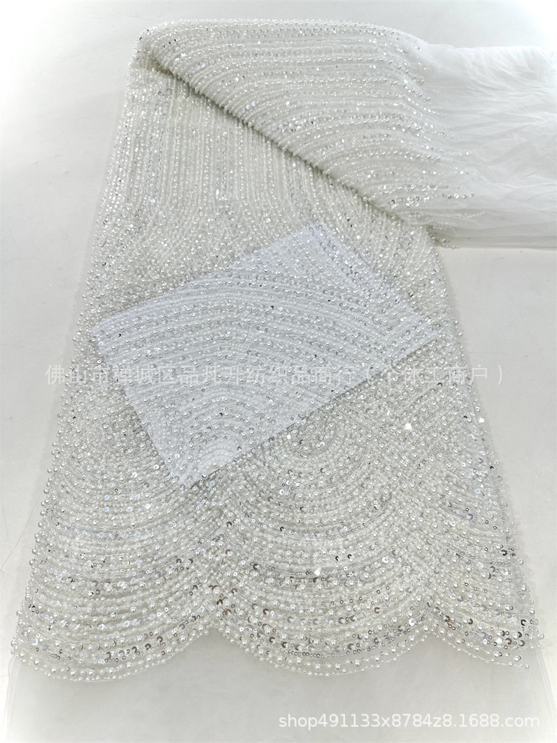Fabricas de bordado de malla de cuentas pesadas Gao Ding vestido de boda vestido de moda cena vestido de cuentas tela de vestido