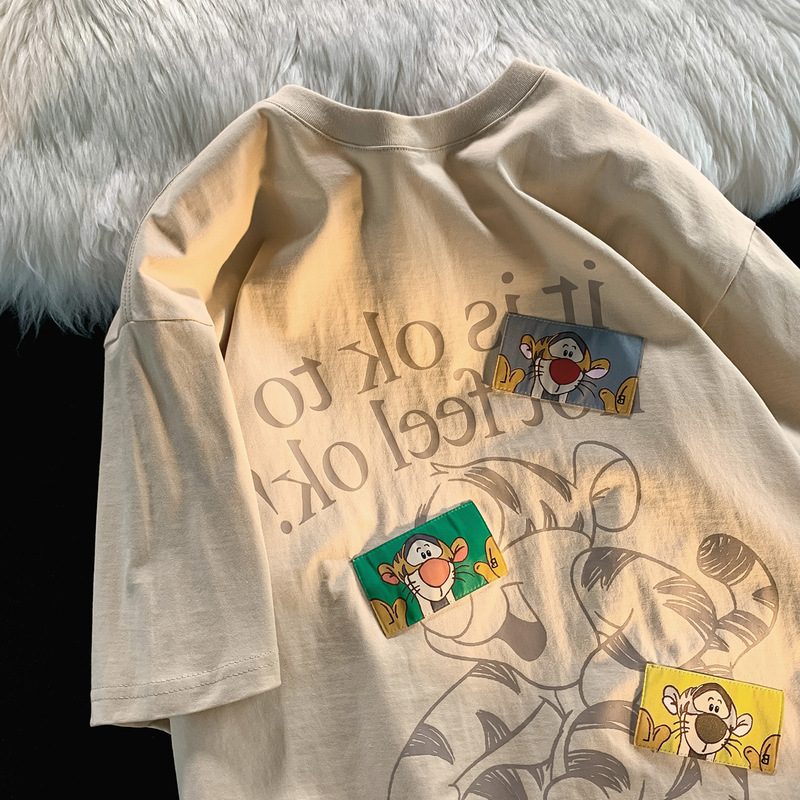 2026 Summer American Style T-Shirt for Women Oversize Retro Cartoon Short-Sleeved Ins Trendy Pure Cotton Round Neck Top Summer 2026 Summer American Style T-Shirt for Women Oversize Retro Cartoon Short-Sleeved Ins Trendy Pure Cotton Round Neck Top Summer