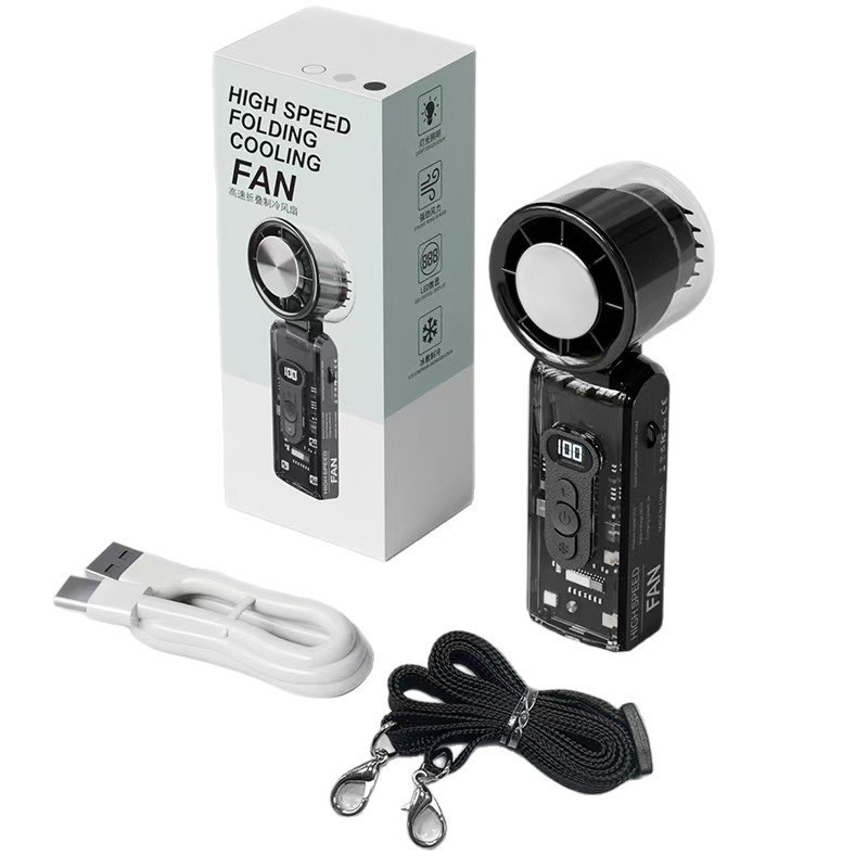 新しい氷冷却高速ハンドヘルドファン USB 充電式屋外ポータブル 100 スピード強力な風力タービンファン|undefined