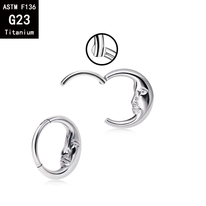 G23 Titanium New Moon Old Man Nose Ring Septum Ring F136 Titanium Alloy Seamless Earring Body Piercing Jewelry detail image 8