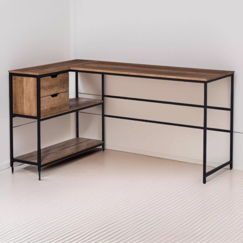 Simple American-style computer desk, staff office desk, workstation with file cabinet, drawer, and corner writing desk for home use Simple American-style computer desk, staff office desk, workstation with file cabinet, drawer, and corner writing desk for home use
